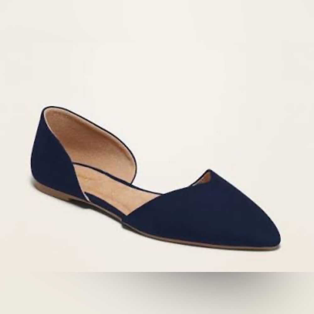NWT Navy Blue D’orsay ballet flats slip on dressy shoes suede women’s size 11